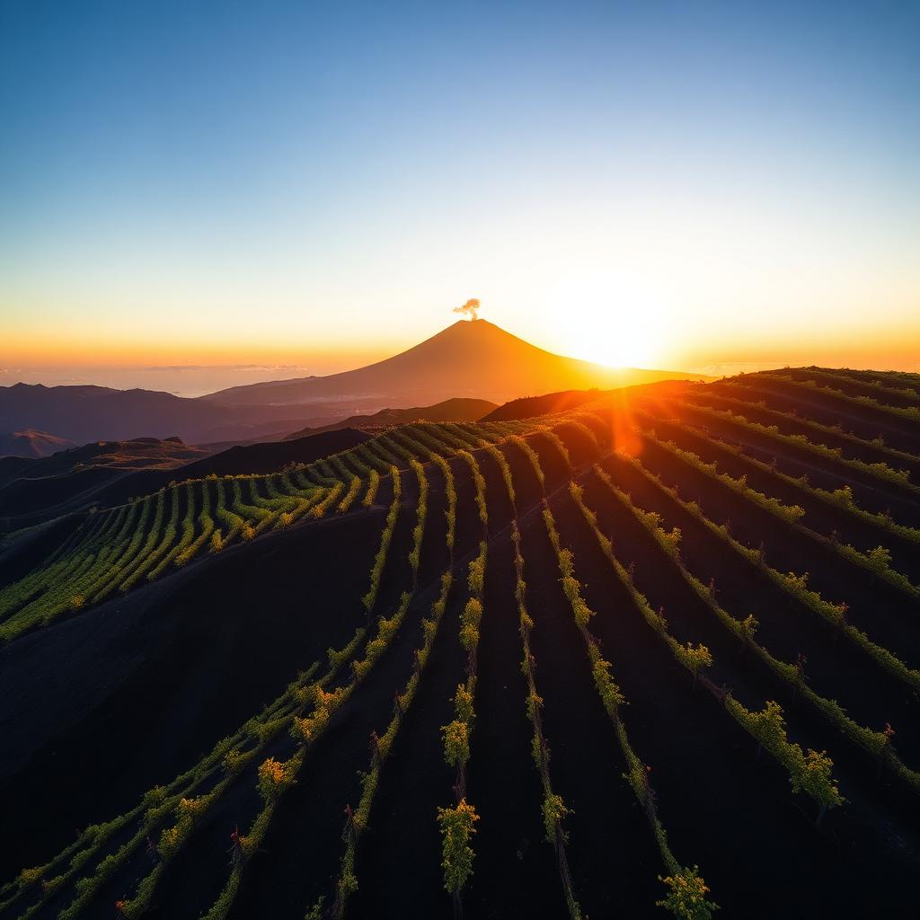 High-altitude vineyards on the volcanic slopes of Mount Etna in Sicily